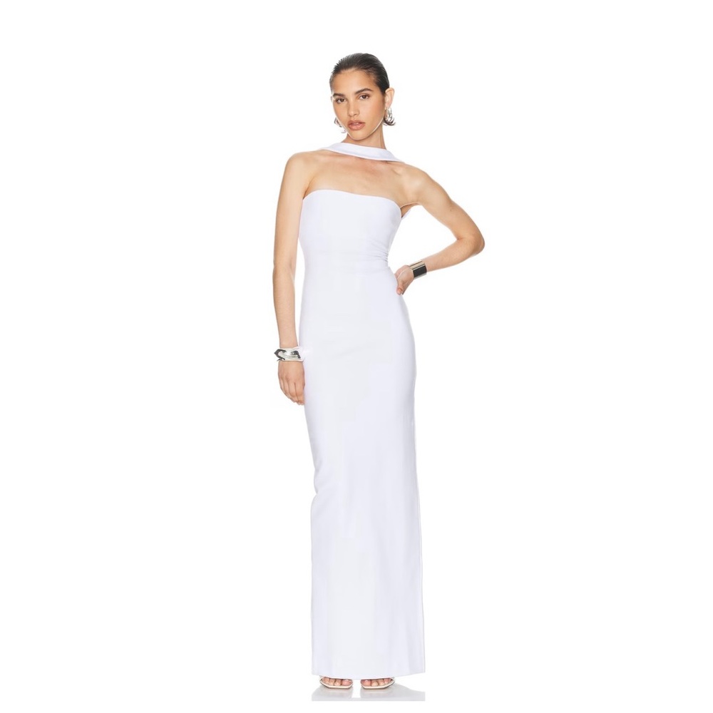 HELSA Stephanie Column Maxi Dress White Size M